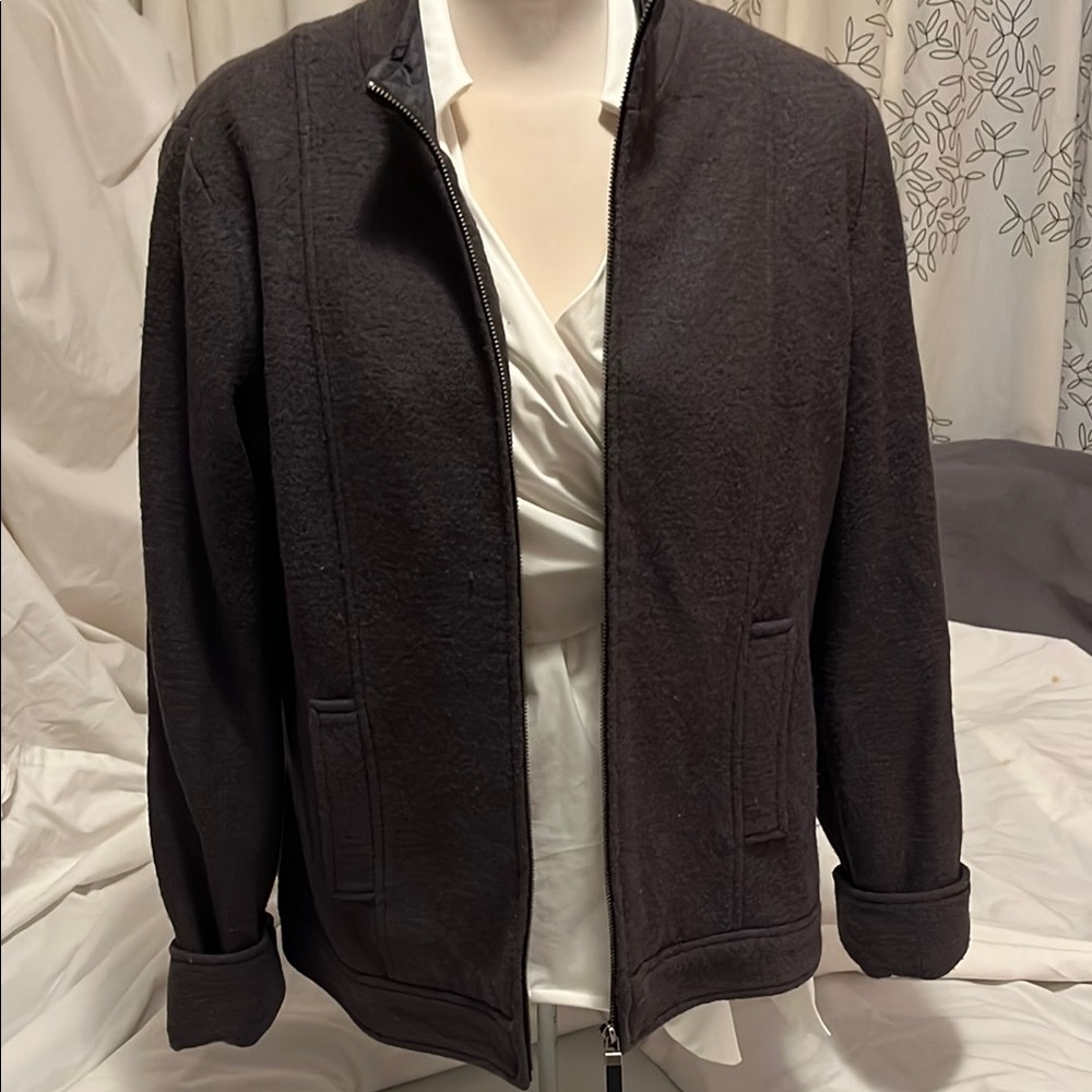 Greyish purple wool zip jacket size large